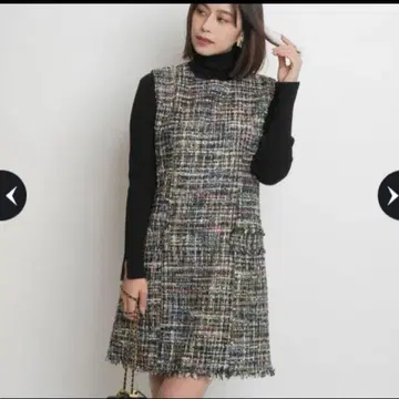 마이 스트라다 슬리브리스 트위드 원피스 38