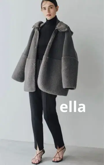 ella 에라 후드 부착 리버서블 보아 코트 자켓 그레이