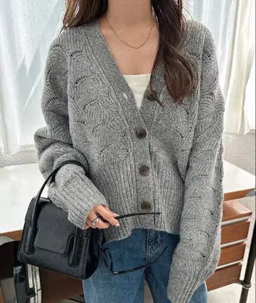 andme 가디건 시스루 니트 V넥 긴팔 니트 가디건