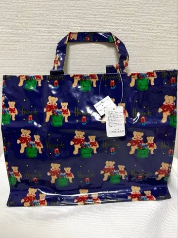 해롯 택 포함 개폐 지퍼 토트백 곰 패턴