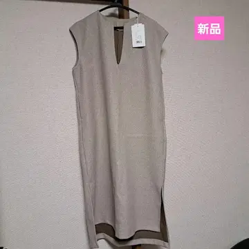 새상품! 클래식 엘프 카프탄풍 사이드 슬릿 오버롤 스커트 S 베이지