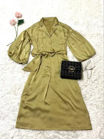 16. 올리브 긴팔 벌룬 슬리브 원피스