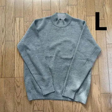 그레이 니트 스웨터 하이넥 울 혼방 상의 남성용 L 사이즈