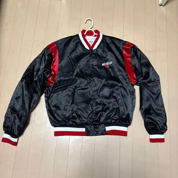 MICHELOB 새틴 바시티 자켓 블랙/빨간색 미국제