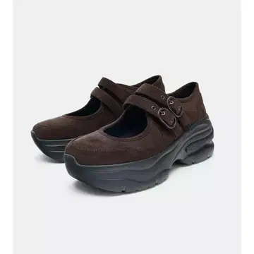 ZARA 플랫폼 스포츠 발레리나 슈즈 통굽 브라운 35