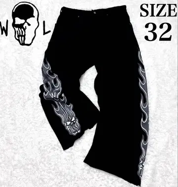 워렌 로타스 파이어 패턴 스컬 맨투맨 와이드 팬츠 컨디션 최상