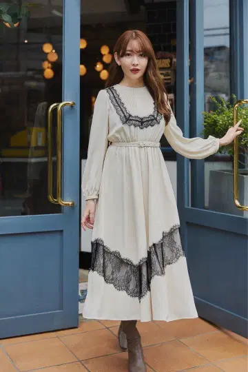 herlipto Rosaline 레이스 트리밍 드레스