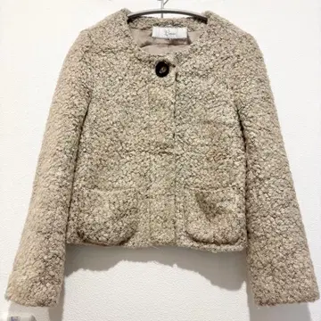 노카라 자켓 Liesse 리에스 시프 보아 베이지 짧은 자켓