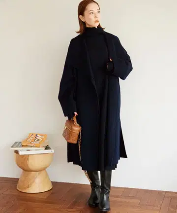 클리닝 완료 울 나일론 리버 가운 코트 정가 25300엔 36