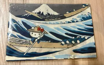 헬로키티 50주년 기념 회장 한정판 기념품 수건 가쓰시카 호쿠사이