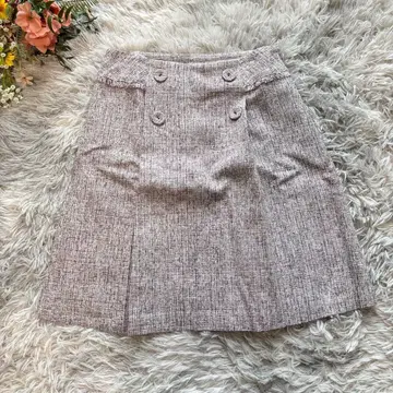 언타이틀 스커트 [M] 2 퍼플 계열 트위드 무릎 기장 사다리꼴 프린지