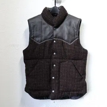 Harris Tweed 해리스 트위드 가죽 울 다운 베스트