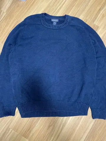 LAND'S END 코튼 리브 니트 스웨터 네이비 L