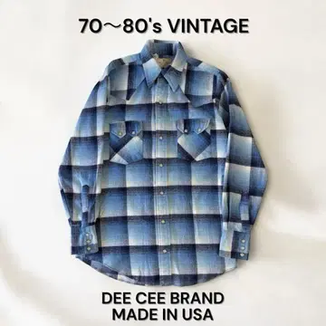 80년대 USA제 옴브레 체크 웨스턴 셔츠 구제 의류 빈티지