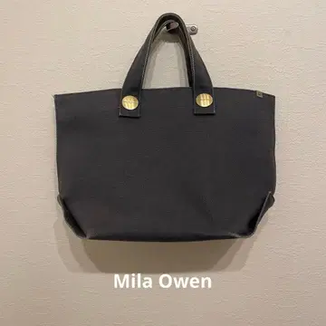 Mila Owen 토트백 입체 디자인 네이비 골드 금장 장식