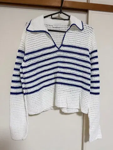 sandro 스트라이프 세일러 카라 니트