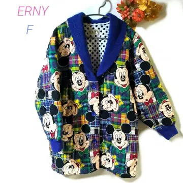 레어! ERNY 미키마우스 패턴 자켓 퀼팅 특대형 일본제 남녀