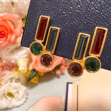 빈티지 컬러풀 기하학 디자인 귀걸이