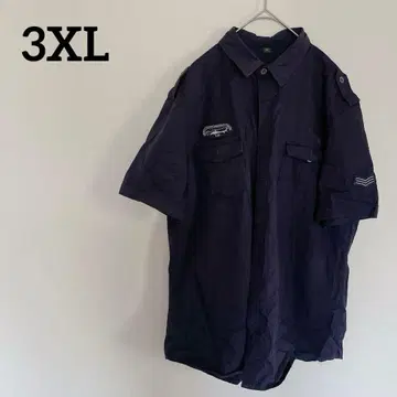 [ 3XL ] 네이비 반팔 셔츠 포켓 부착 네이비 컬러