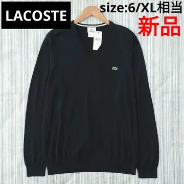새상품 라코스테 V넥 코튼 긴팔 스웨터 블랙 6/XL 상당