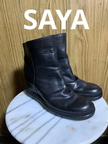 SAYA 다크 브라운 이너힐 숏부츠 웨지힐 통굽