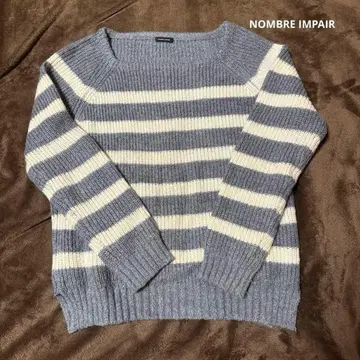 NOMBRE IMPAIR 긴팔 니트 스웨터 그레이와 화이트