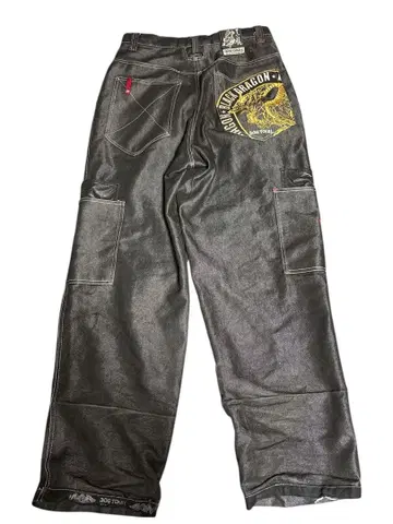 도그타운 블랙 데님 데미지 카고 팬츠