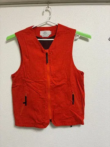 WNW 오렌지 체크 무늬 베스트 L 사이즈