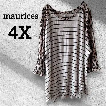 1점 한정 maurices 보더 레오파드 무늬 T셔츠 티셔츠 4X
