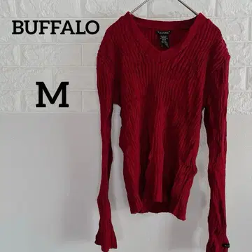 [ BUFFALO ] M 리브 긴팔 빨간색 스웨터