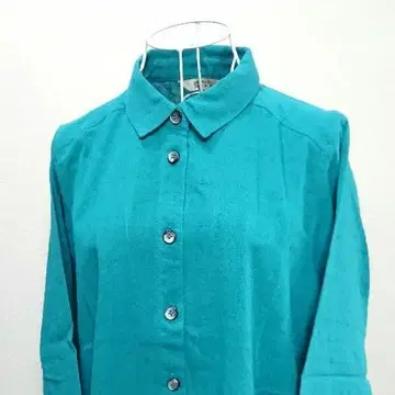 초목 염색 수제 블라우스 자켓 긴팔 여성용 블루 M~L 면