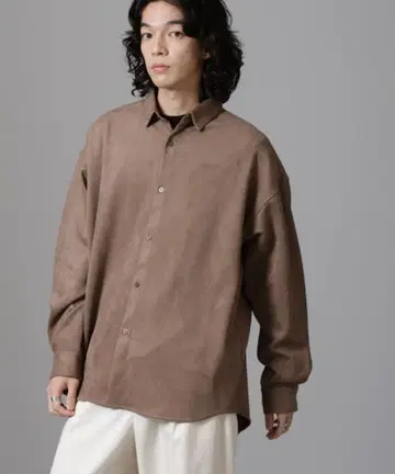 [ 미사용 ] 나노 유니버스 페이크 스웨이드 셔츠 브라운 M 사이즈