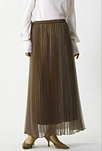 프리미에 아롱디스망 오간자 플리츠 스커트 모카