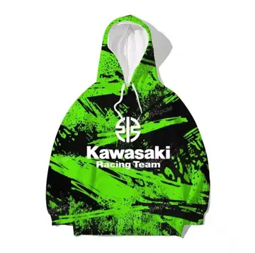 [새상품] -가와사키 KAWASAKI- 로고 후드 부착 후드티 트레이닝복