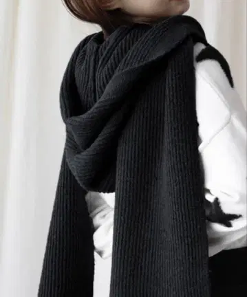 야마다야 nouer 울 블렌드 후디드 스톨 블랙 새상품