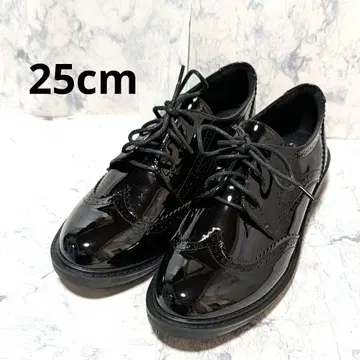 SHUNYIDA 윙팁 에나멜 레이스업 슈즈 25cm 블랙