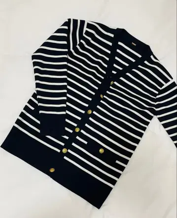 Mila Owen 네이비/화이트 스트라이프 가디건 M