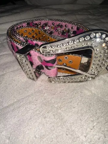 레오파드 무늬 디자인 벨트 핑크