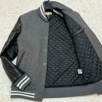 새상품급 타미힐피거 소매 퀼팅 가죽 바시티 자켓