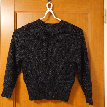 PLST 라메 믹스 블랙 니트 스웨터