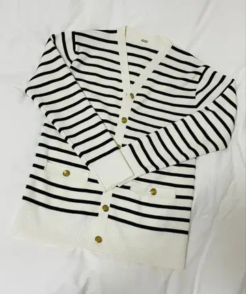 Mila Owen 화이트 스트라이프 가디건 M
