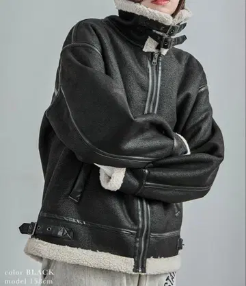 EMODA 페이크 무스탕 보아 플라이트 자켓