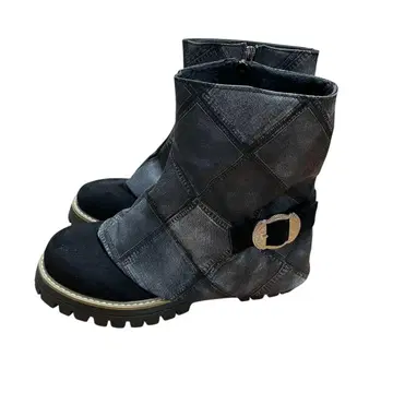 바이컬러 스웨이드 부츠 버클 포함 41