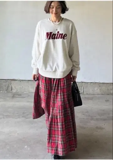 Maine 로고 그레이 오버 사이즈 맨투맨