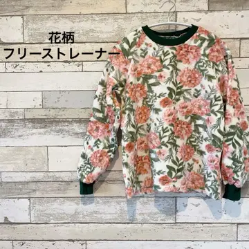 꽃무늬 프리 맨투맨 티셔츠 여성용 복슬복슬 올 패턴 긴팔