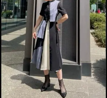 유나이티드 도쿄 더블 버튼 셔츠 원피스 블랙