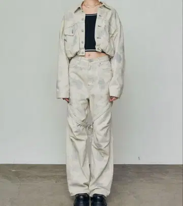 벌룬 컴팩트 데님 블루종 & 카고 벨트 루즈 청바지 S set