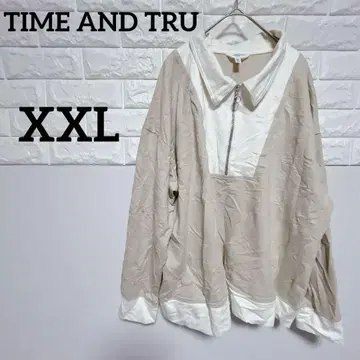 [ TIME AND TRU ] 집업 트레이닝복 XXL 베이지/화이트