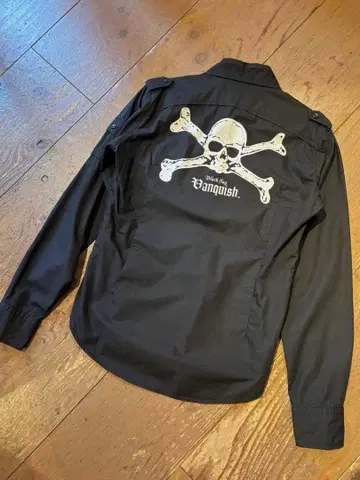 VANQUISH GOLD 뱅퀴시 셔츠 블랙 46 해골 스컬