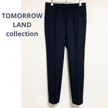 새상품급 테이퍼드 팬츠 네이비 울 센터 프레스 TOMORROWLAND